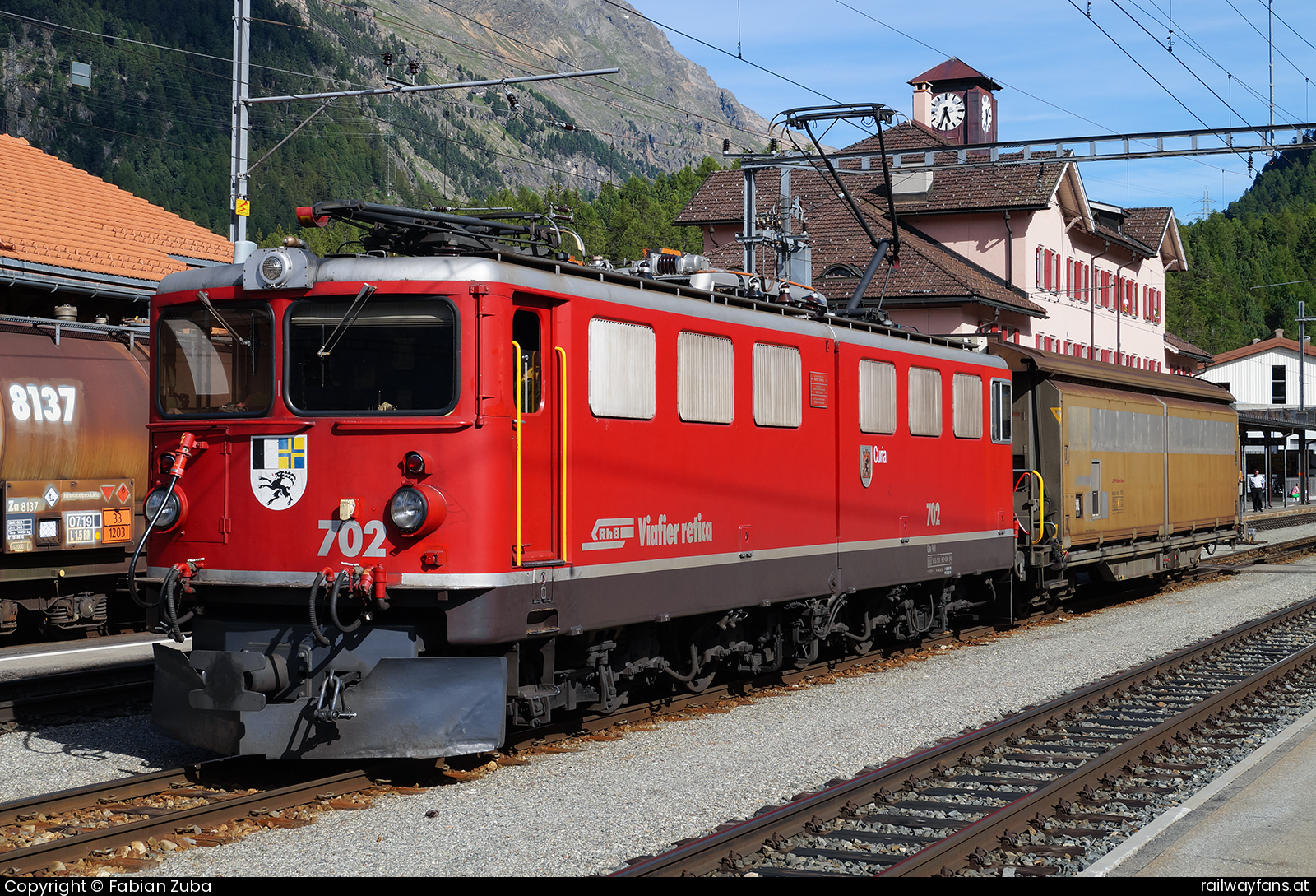 RhB Ge 6/6 II 702 in Pontresina Rhätische Bahn (1000mm) Railwayfans