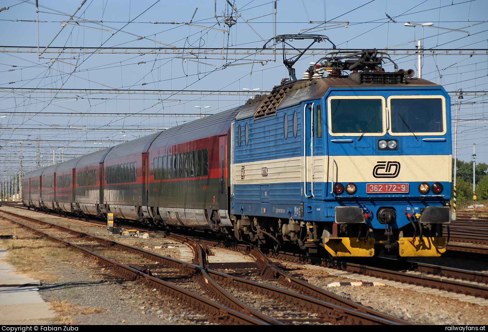 České dráhy 362 172 in Breclav - Replacement locomotive for an ÖBB 1216!  Praha hl.n. - Wien Hbf. Railwayfans