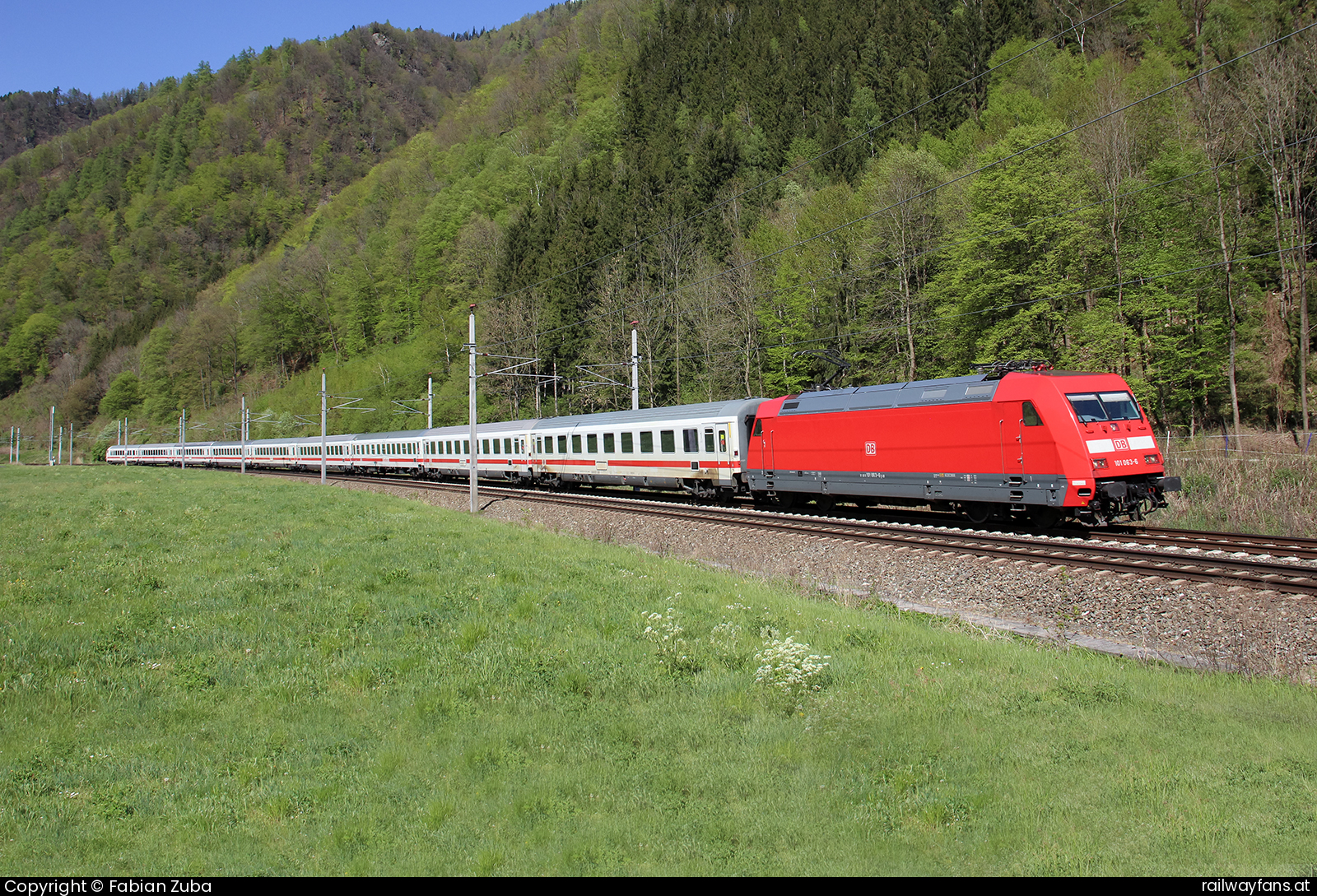 DB Fernverkehr AG 101 063 in Pernegg Südbahn | Wien Hbf -  Spielfeld Straß Railwayfans