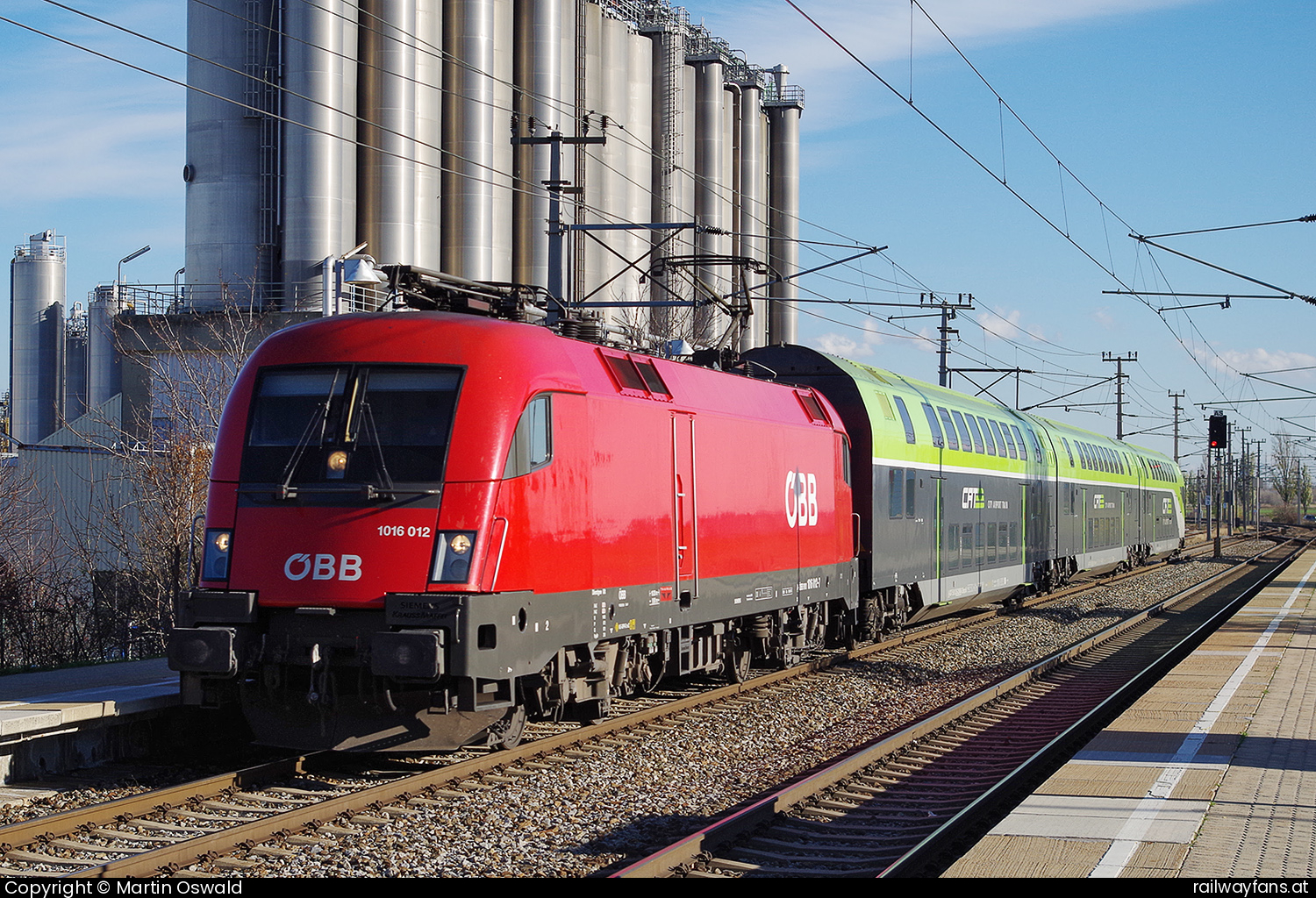 ÖBB 1016 012 in Mannswörth - CAT  Pressburgerbahn | Wien Rennweg - Wolfsthal Railwayfans