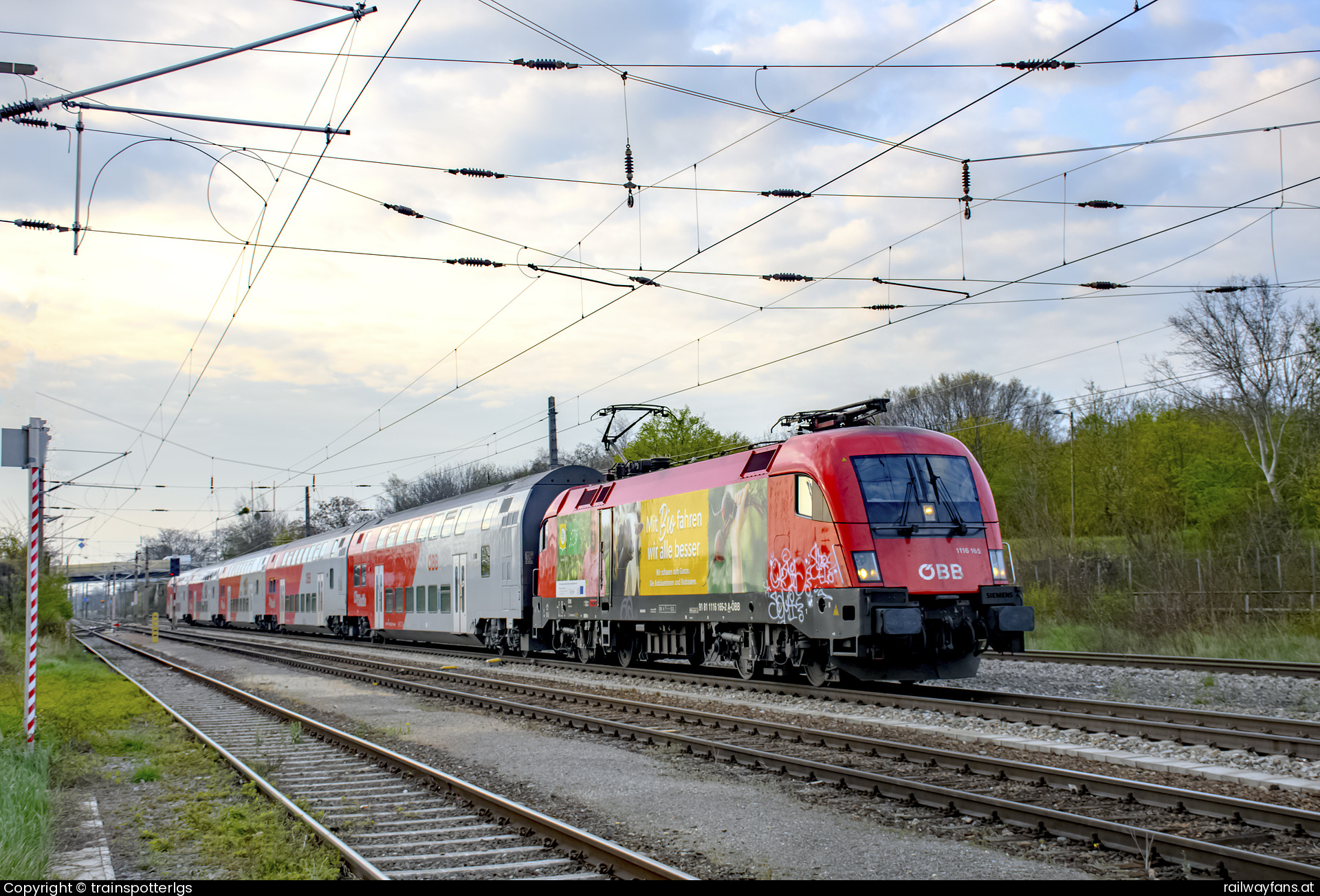 ÖBB 1116 165 in Grillgassensteg - ÖBB 1116 165 'BIO AUSTRIA' spotted in Wien - Grillgasse   Railwayfans