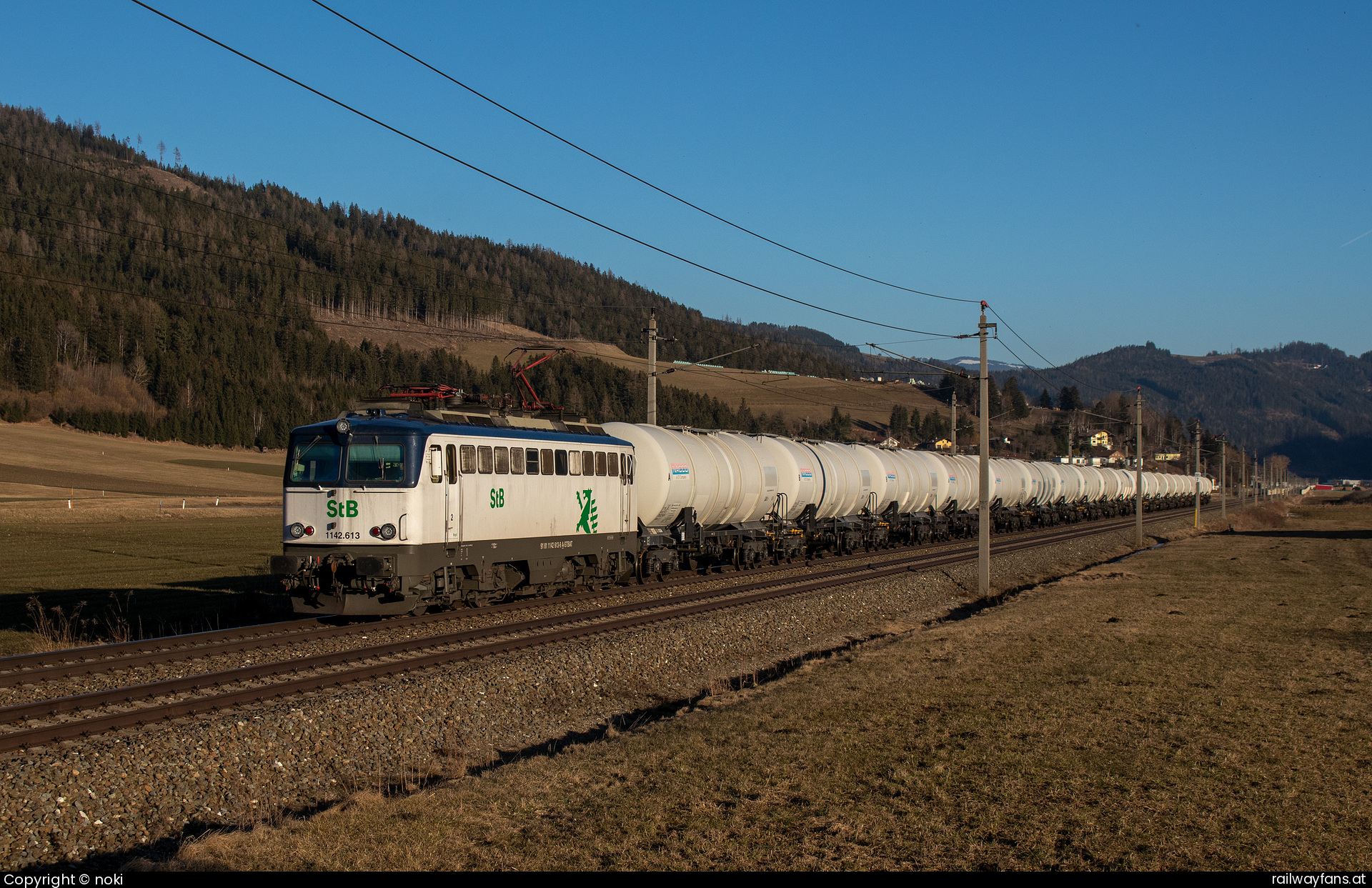 StB 1142 613 in Kammern im Liesingtal - STB 1142 613 mit Güterzug am 22.01.2021 in Seiz   Railwayfans
