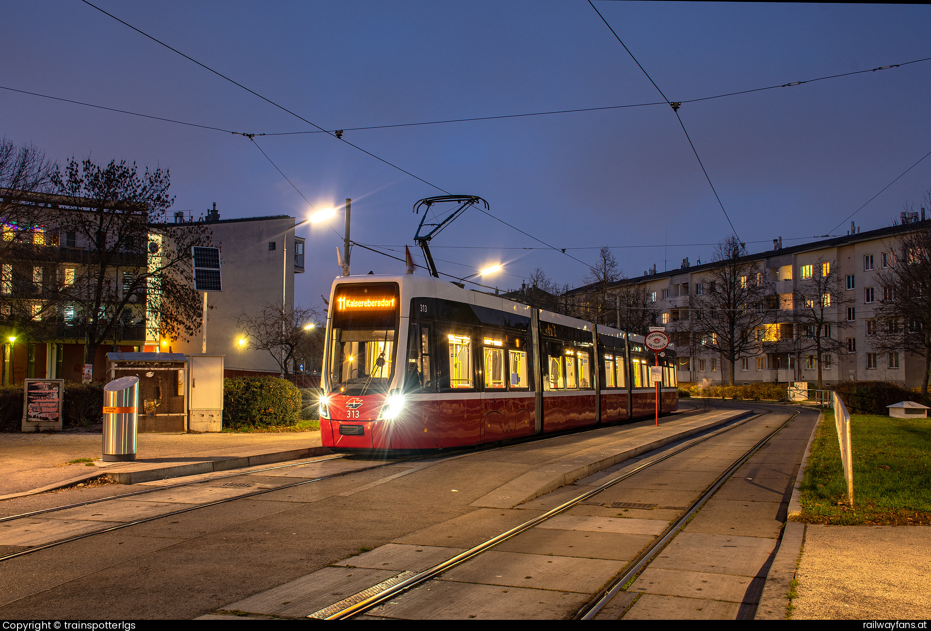 Wiener Linien D 313 in Otto-Probst-Platz - WL D 301 on L11 spotted in Otto-Probst-Platz   Railwayfans