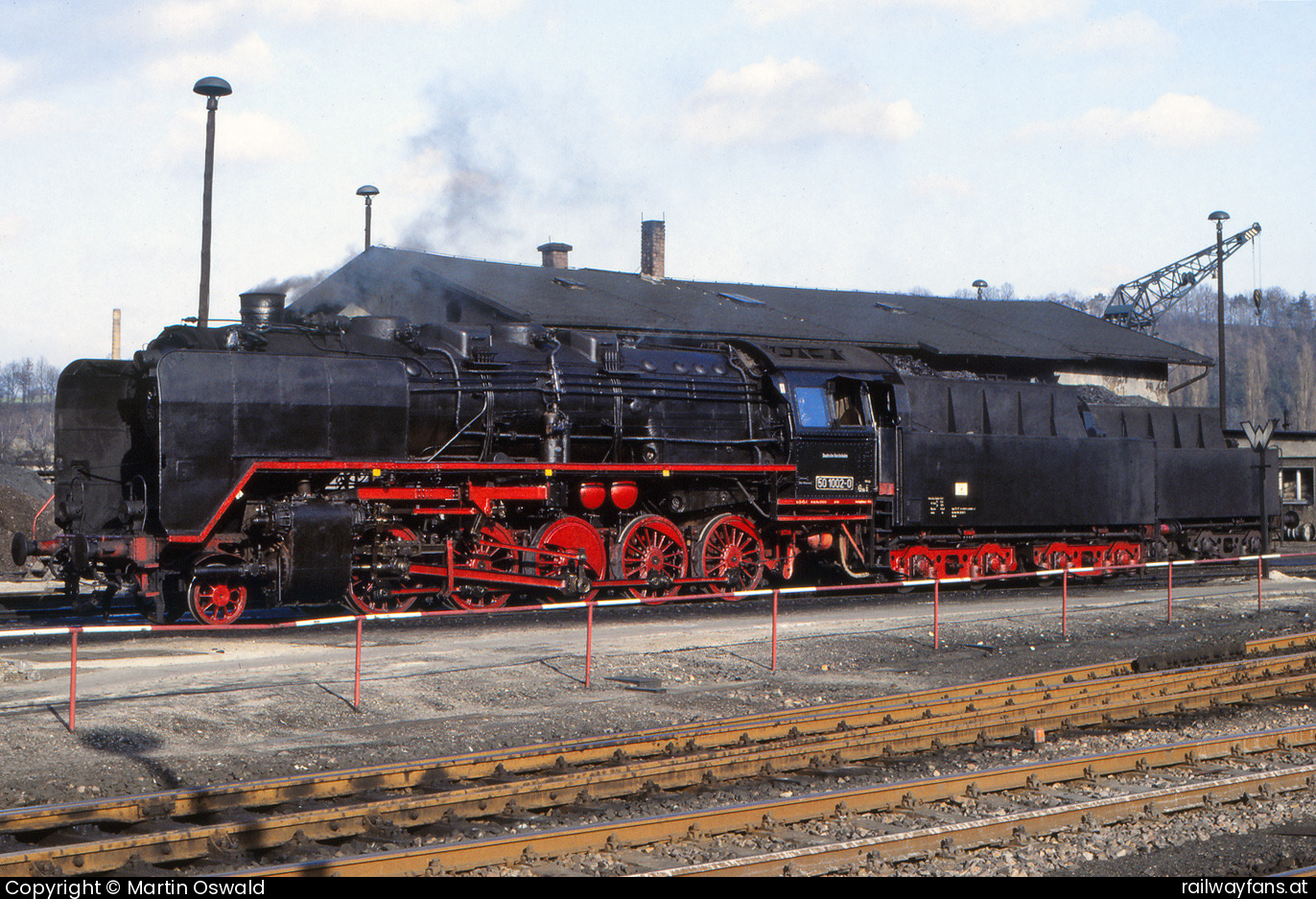 Deutsche Reichsbahn DR 50 1002 in Nossen - Feber 1984, genaues Datum nicht mehr bekannt.   Railwayfans