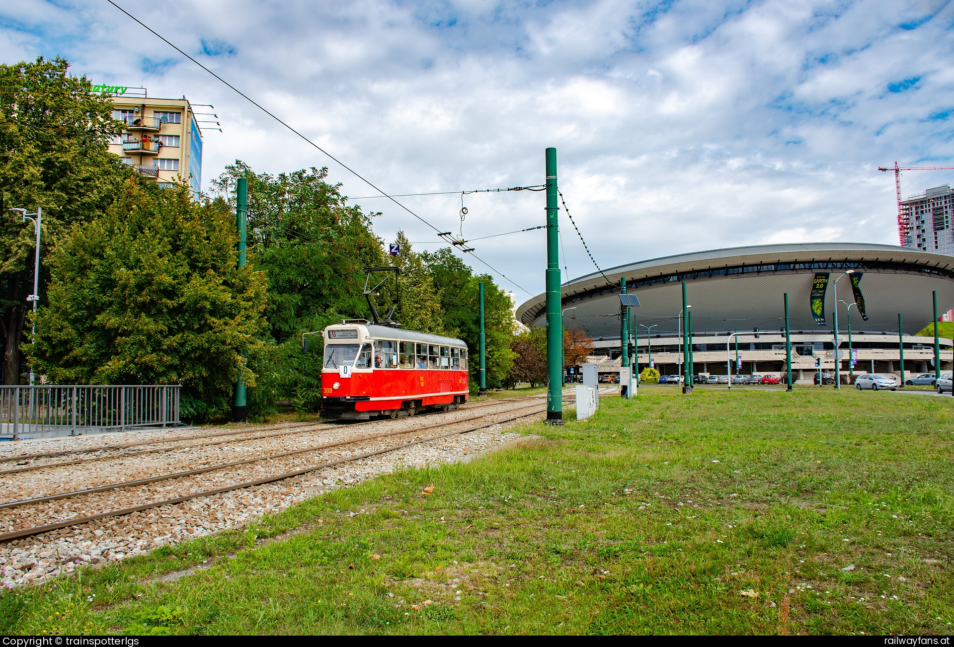 Tramwaje Śląskie 308 in Chorzowska - Tramwaje Śląskie 13N 308 spotted in Katwice - Spodek   Railwayfans