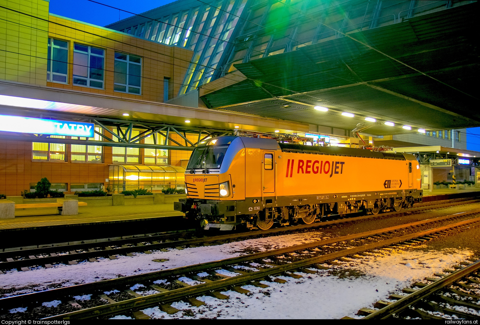 Regiojet 193 214 in Poprad-Tatry - RJ (ELOC) 193 214 first time in Poprad to Kosice   Railwayfans