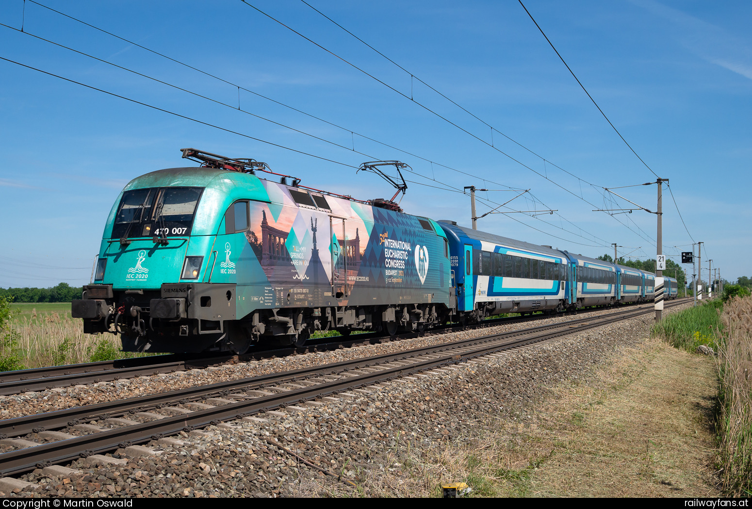 MÁV-START 470 007 in Gramatneusiedl mit dem EC 144 Ostbahn | Wien Hbf - Hegyeshalom Railwayfans