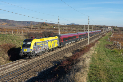 ÖBB 1116 153 in Großhaarbach mit dem RJ 559